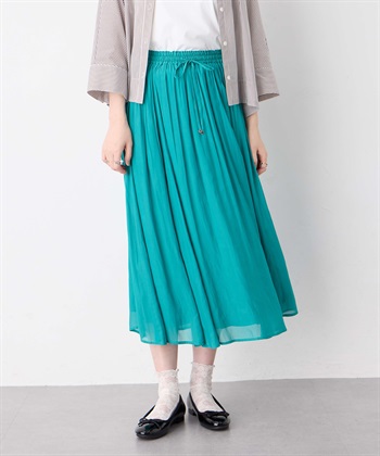 シアーギャザースカート(グリーン-M)