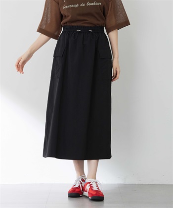 ポケットロングスカート(ブラック-M)