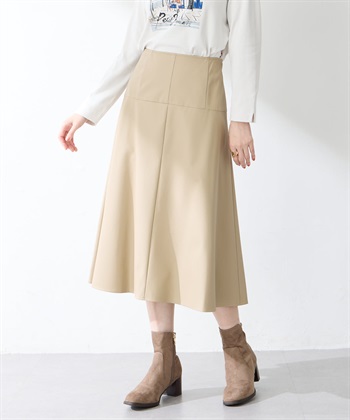 フェイクレザースカート(ベージュ-64cm)