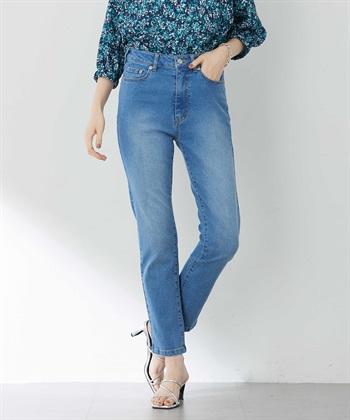 【はっ水】ストレッチストレートデニムパンツ(ブルー-61cm)