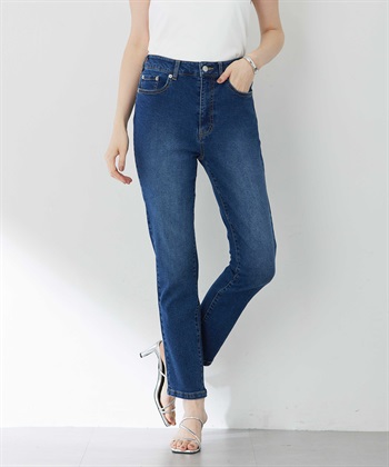 【はっ水】ストレッチストレートデニムパンツ(ネイビー-61cm)