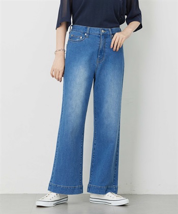 【はっ水】ストレッチバギーデニムパンツ(ブルー-61cm)