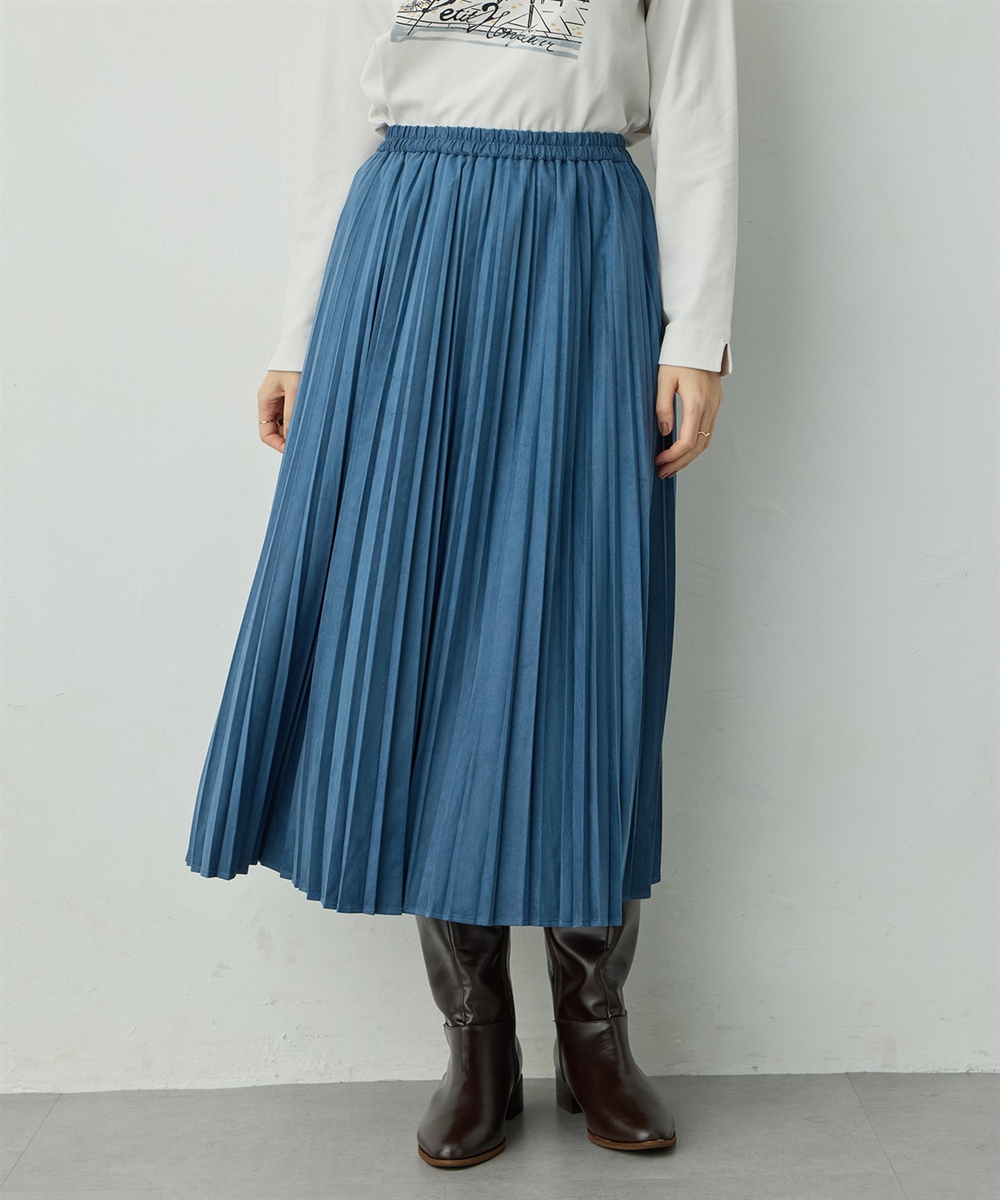 Petit Honfleur スエードプリーツスカート_main