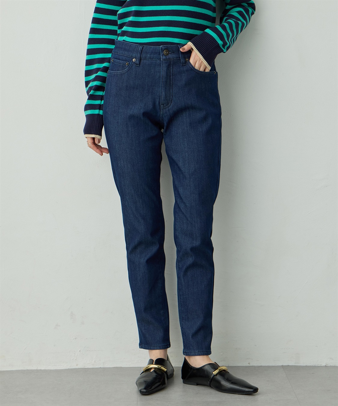 Petit Honfleur デニムフリースパンツ_variation_1