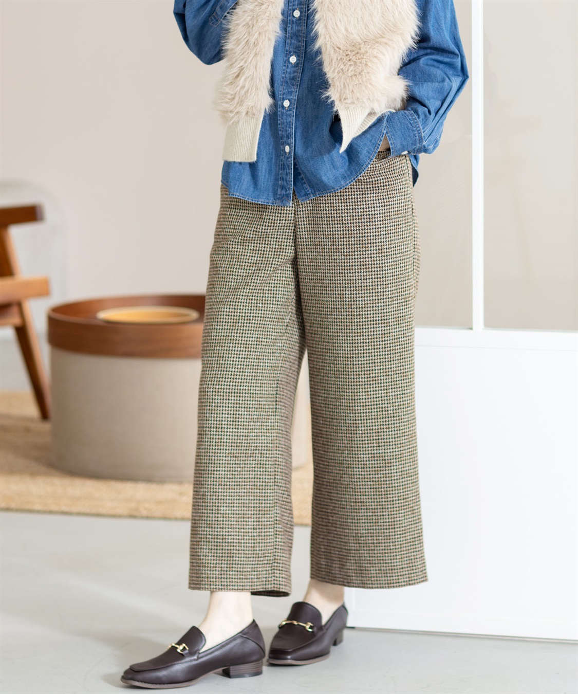 Petit Honfleur チェックワイドパンツ_main