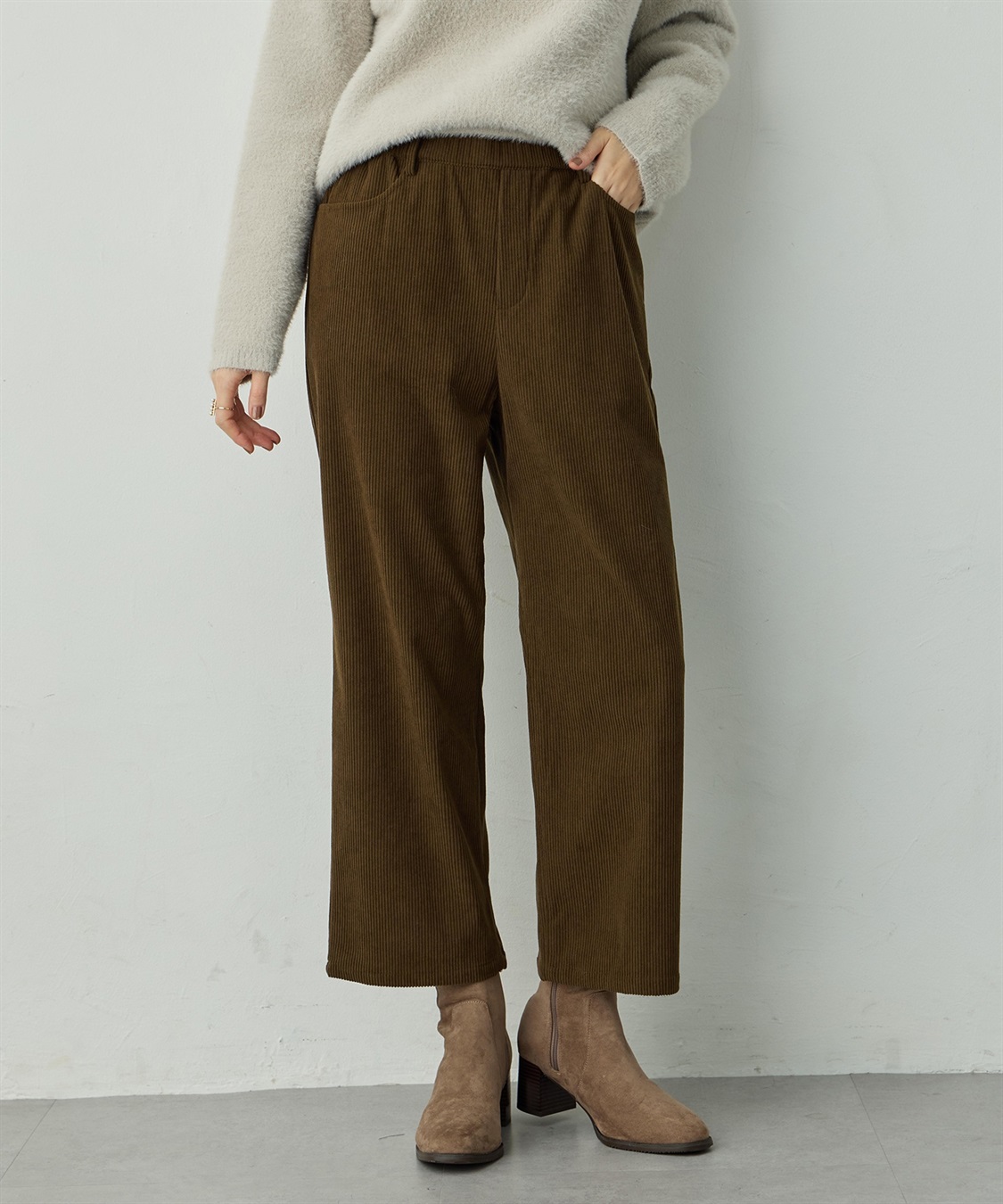 Petit Honfleur コーデュロイセミワイドパンツ_main