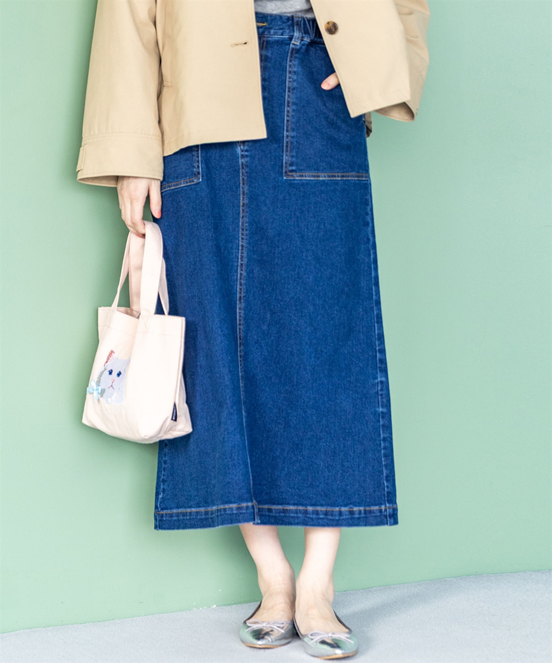 Petit Honfleur ストレッチデニムロングスカート【はっ水】_main