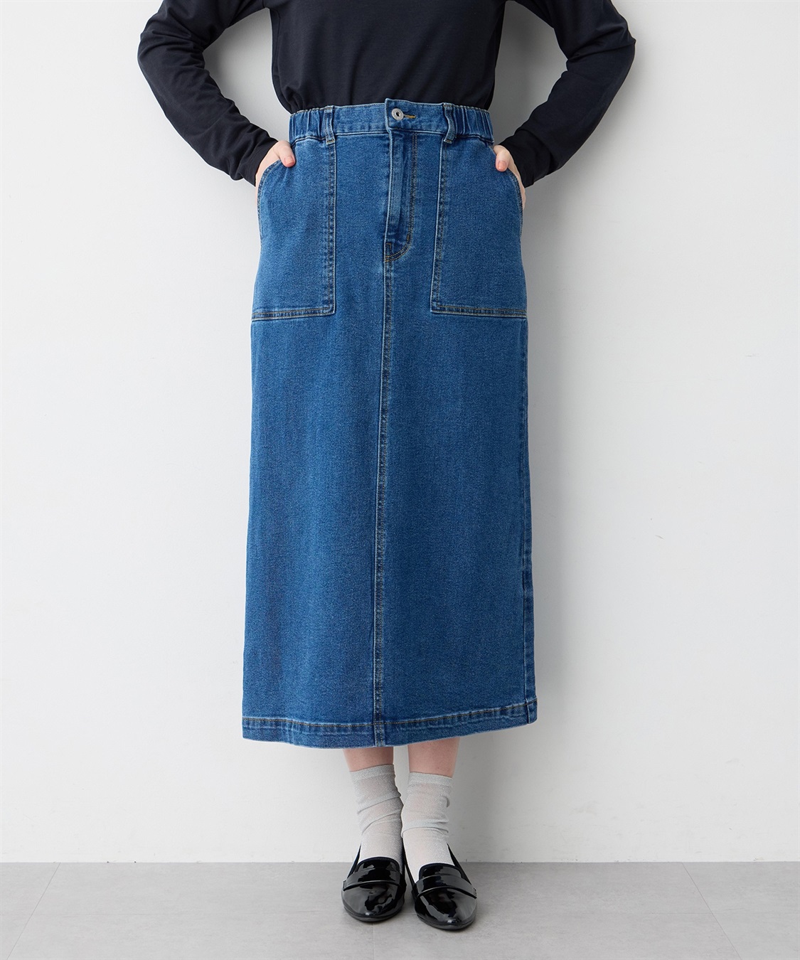 Petit Honfleur ストレッチデニムロングスカート【はっ水】_variation_1