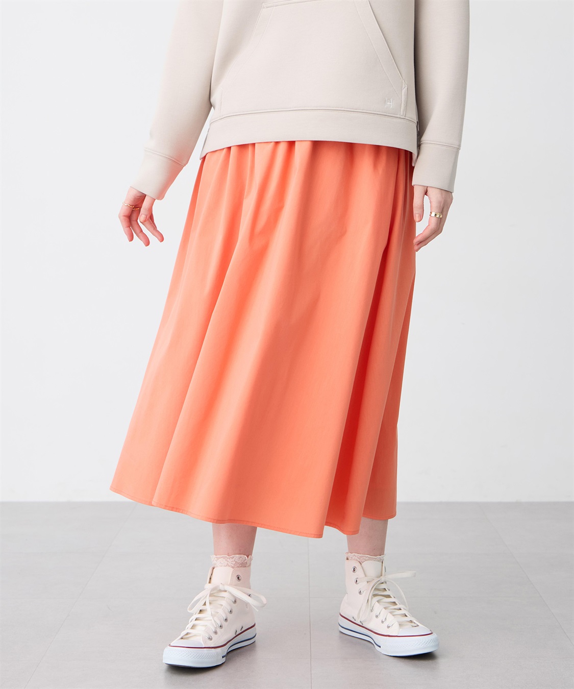 Petit Honfleur ギャザーフレアロングスカート【シワになりにくい】_variation_1