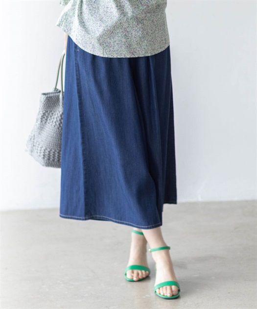 デニムワイドPTガウチョパンツ【すご楽】