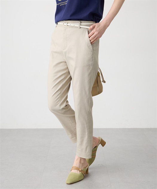 【すご楽シリーズ】バーズアイストレッチテーパードパンツ【後ろウエストゴム】