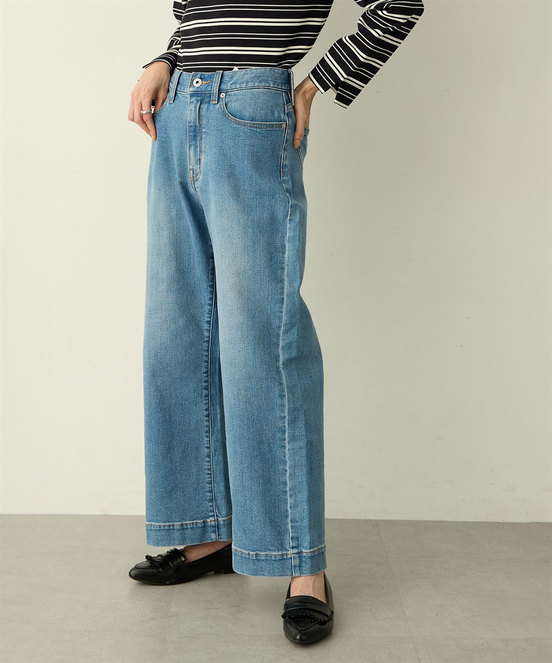 Petit Honfleur ストレッチバギーデニムパンツ_variation_1