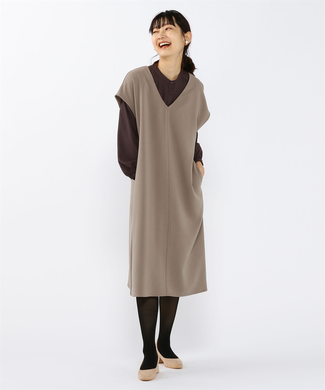 Petit Honfleur 二重織Vネックジャンパースカート_variation_1