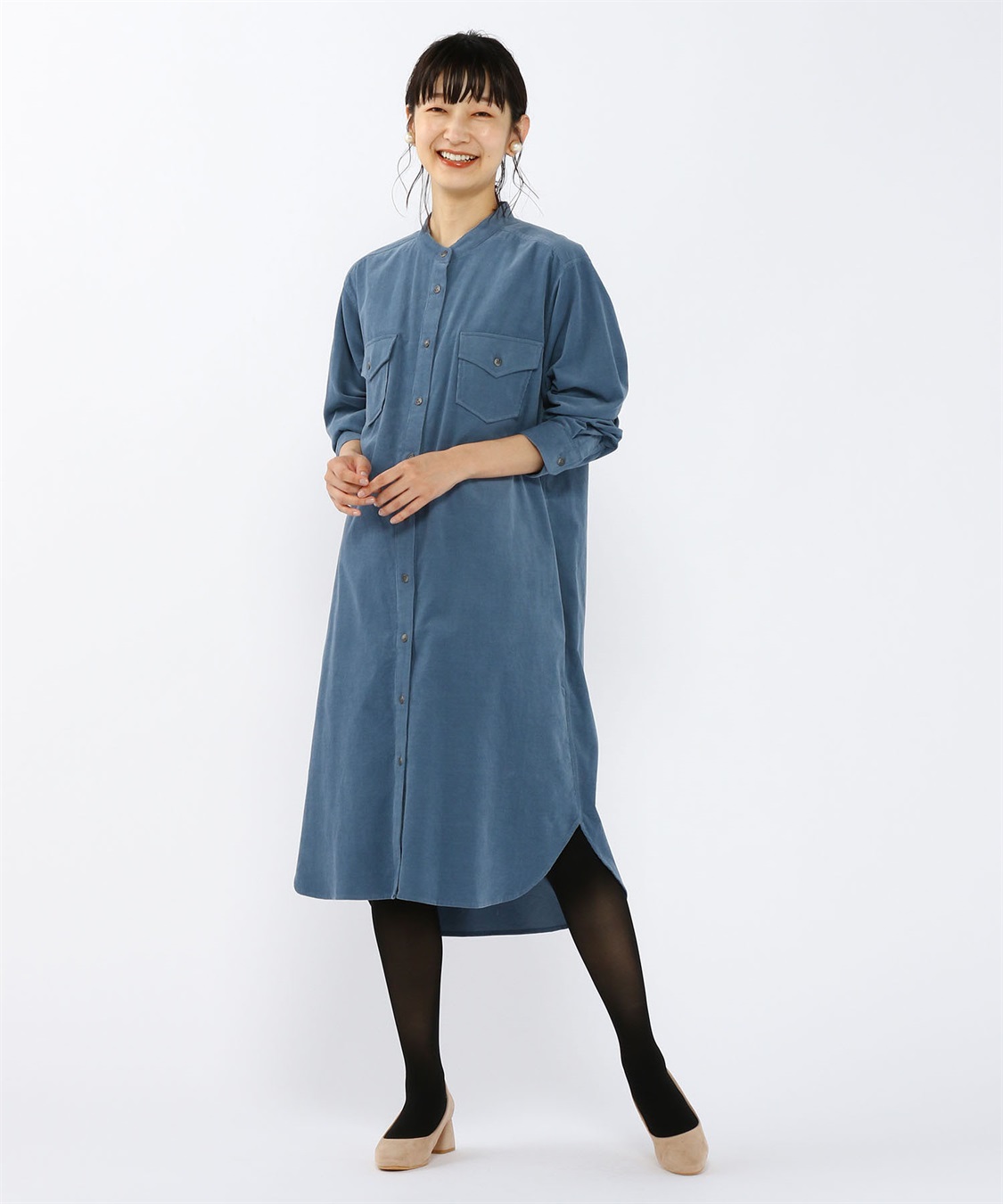 Petit Honfleur 細コールシャツワンピース_main