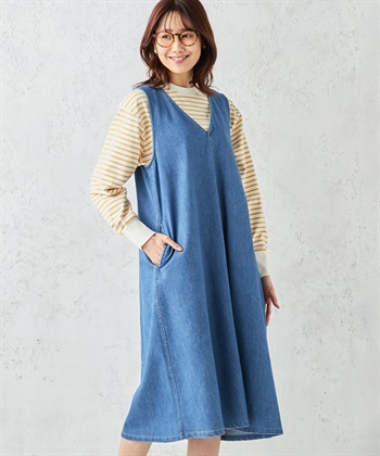 Petit Honfleur ステッチデザインデニムジャンパースカート_variationthumb_1