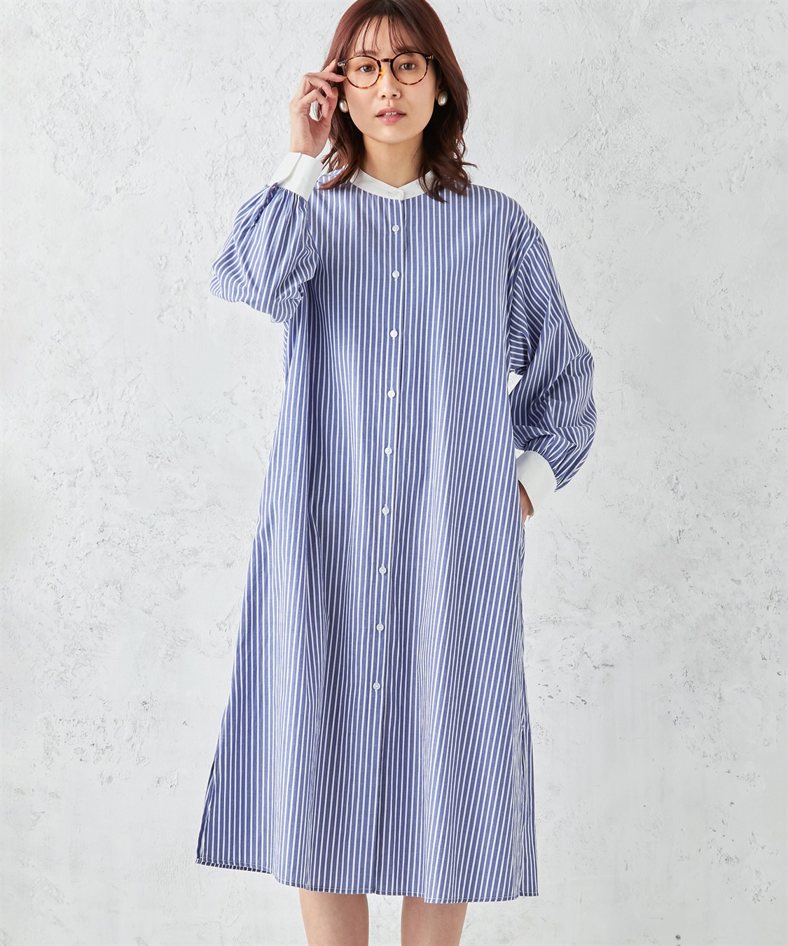 Petit Honfleur ストライプロングシャツワンピース_variation_2