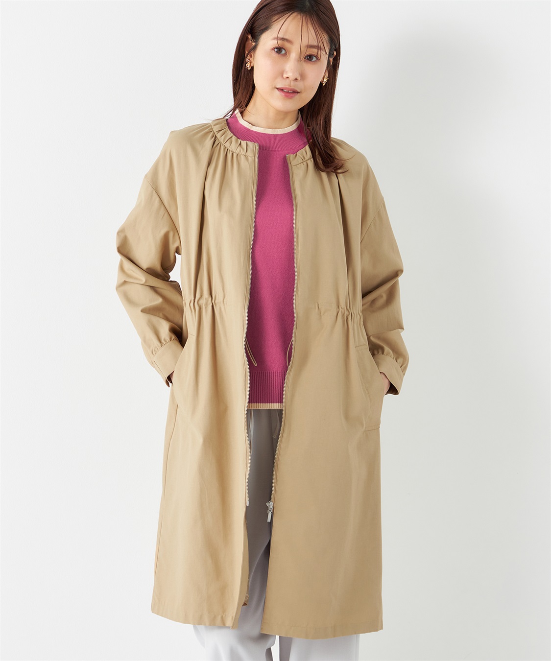 23区コンパクトダブルクロス ノーカラーコート新品