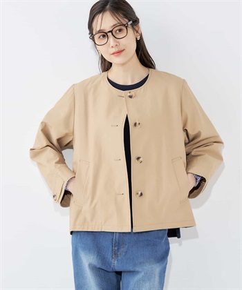 ノーカラージャケット(ベージュ-9号)