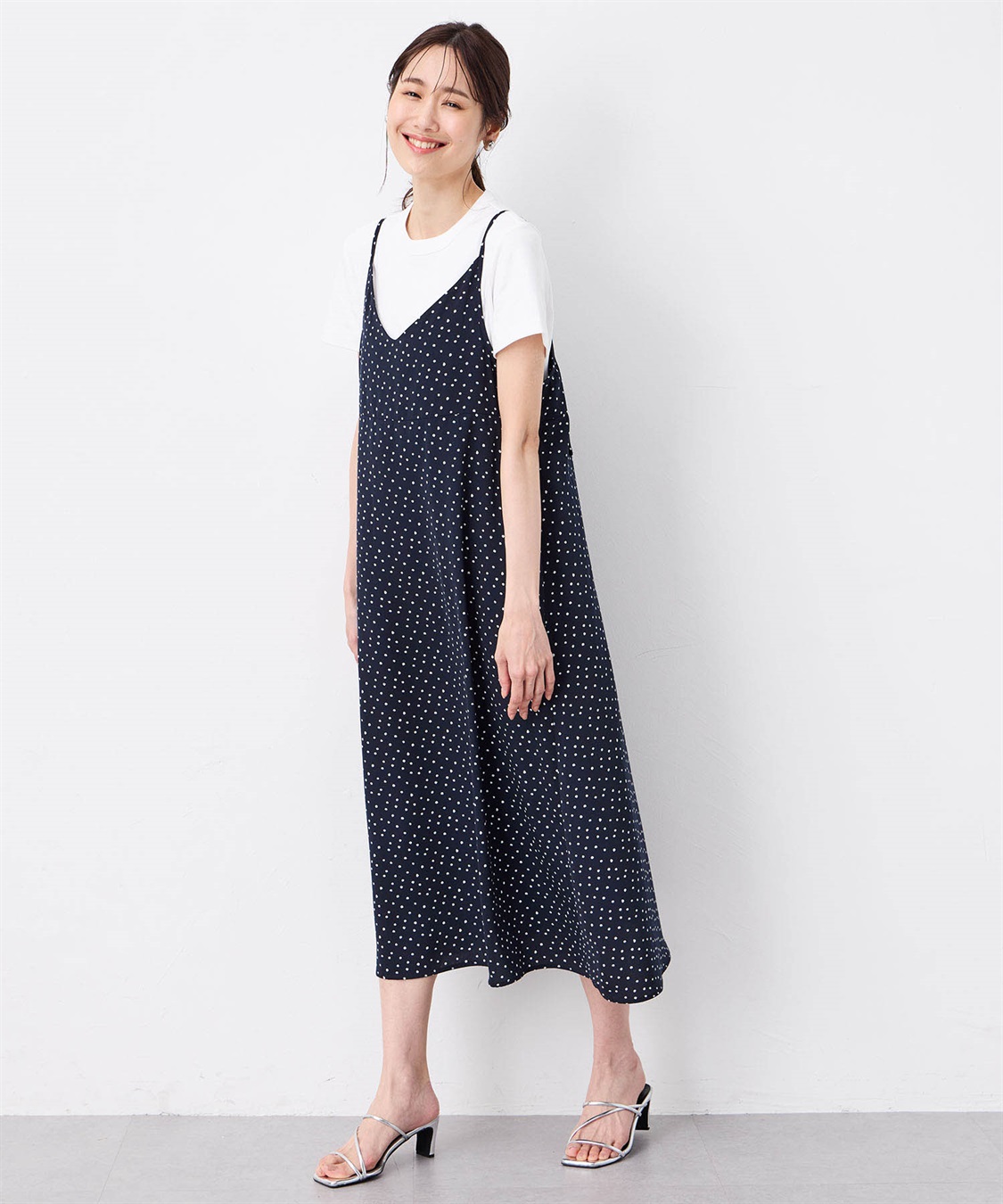 Petit Honfleur 【接触冷感】ドットプリントキャミワンピース_variation_1