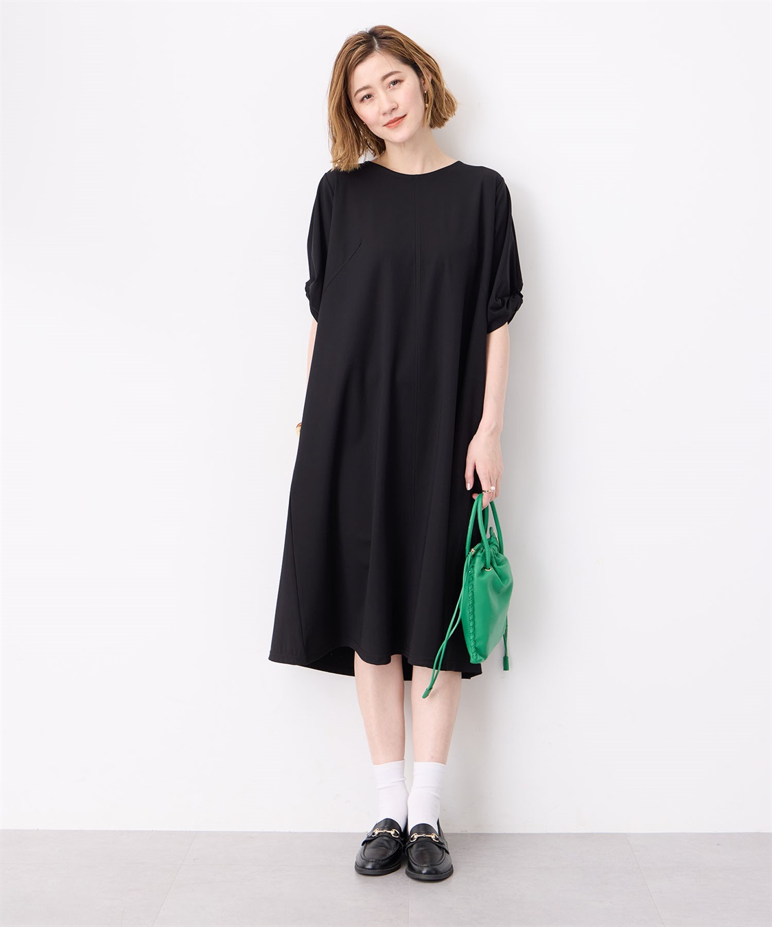 Petit Honfleur ねじりスリーブカノコワンピース_main