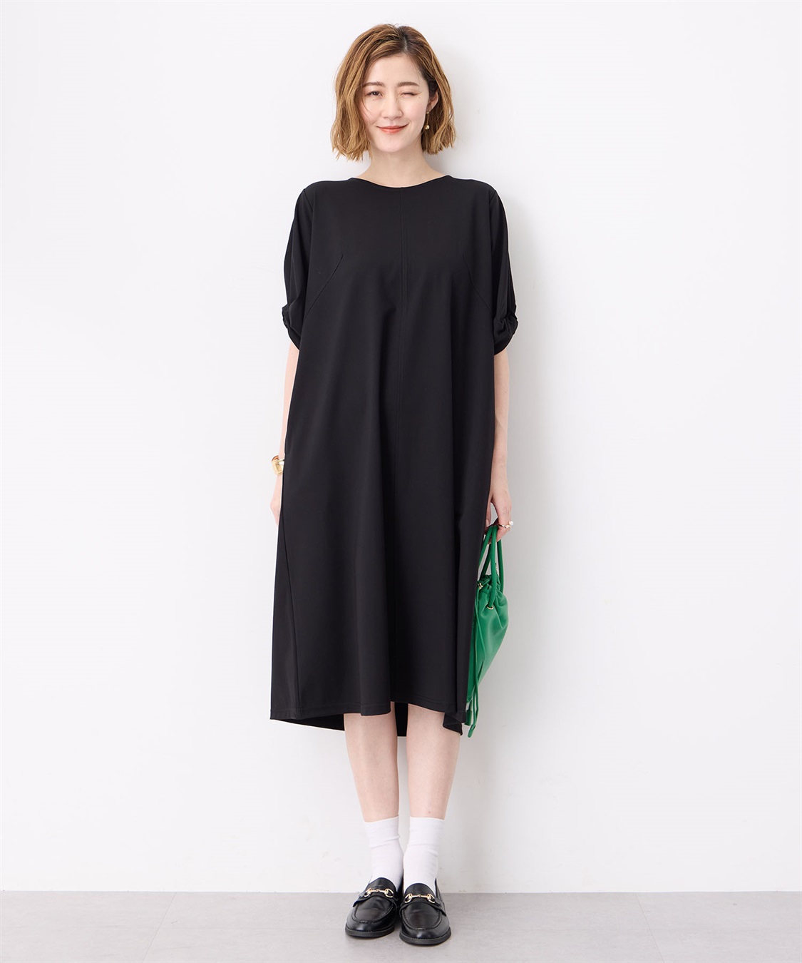 Petit Honfleur ねじりスリーブカノコワンピース_variation_1