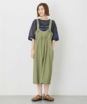 ドロストジャンパースカート(カーキ-M)