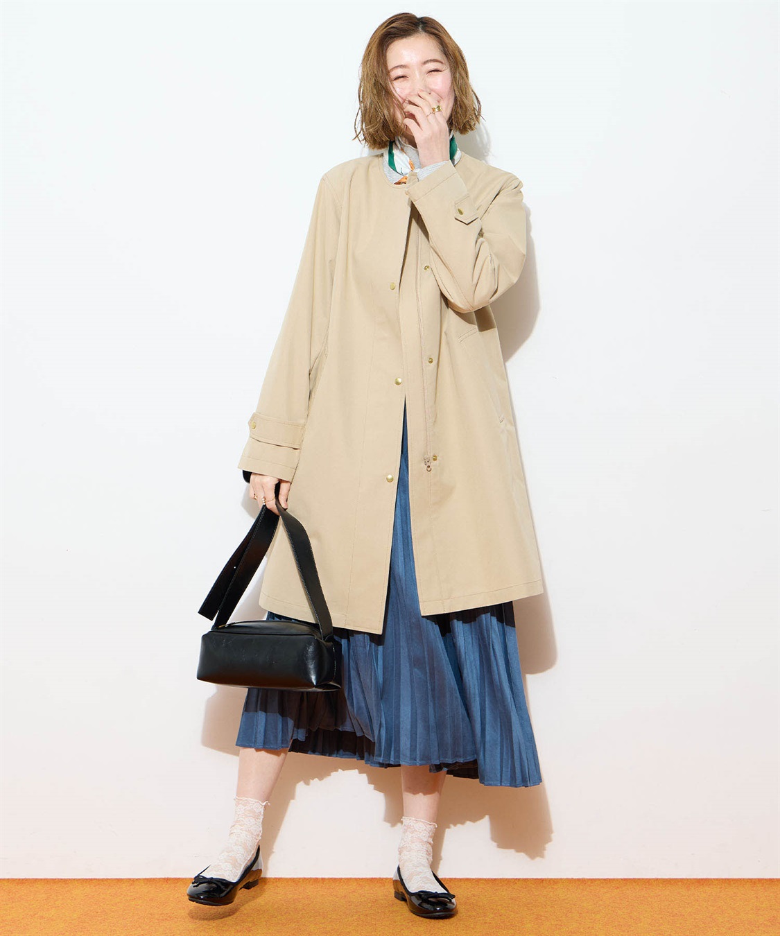 ノーカラーロングコート Petit Honfleur｜クロスプラス公式通販サイト