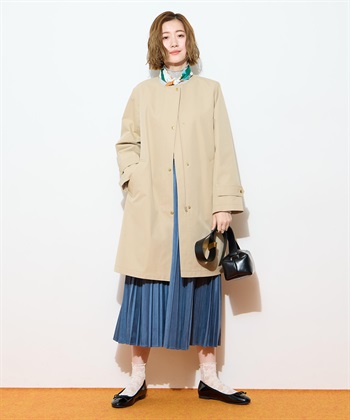 ノーカラーロングコート(ベージュ-9号)