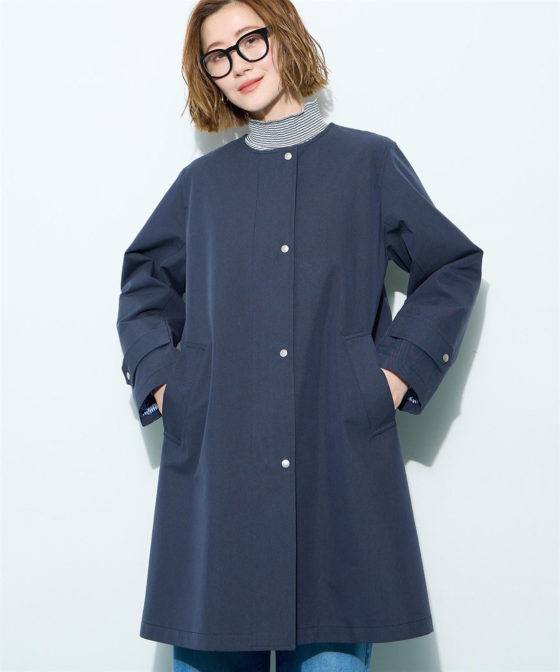 Petit Honfleur ノーカラーロングコート【はっ水・花粉が落ちやすい】_variation_2