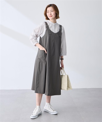 カーゴ風ジャンパースカート【はっ水】(チャコールグレー-9号)