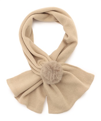 ポンポンマフラー(ベージュ-フリー)