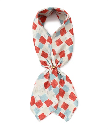 プリントスカーフ(オレンジ-フリー)