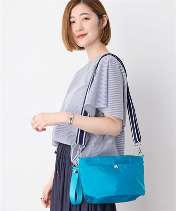 バイカラーショルダーバッグ(ブルー-フリー)
