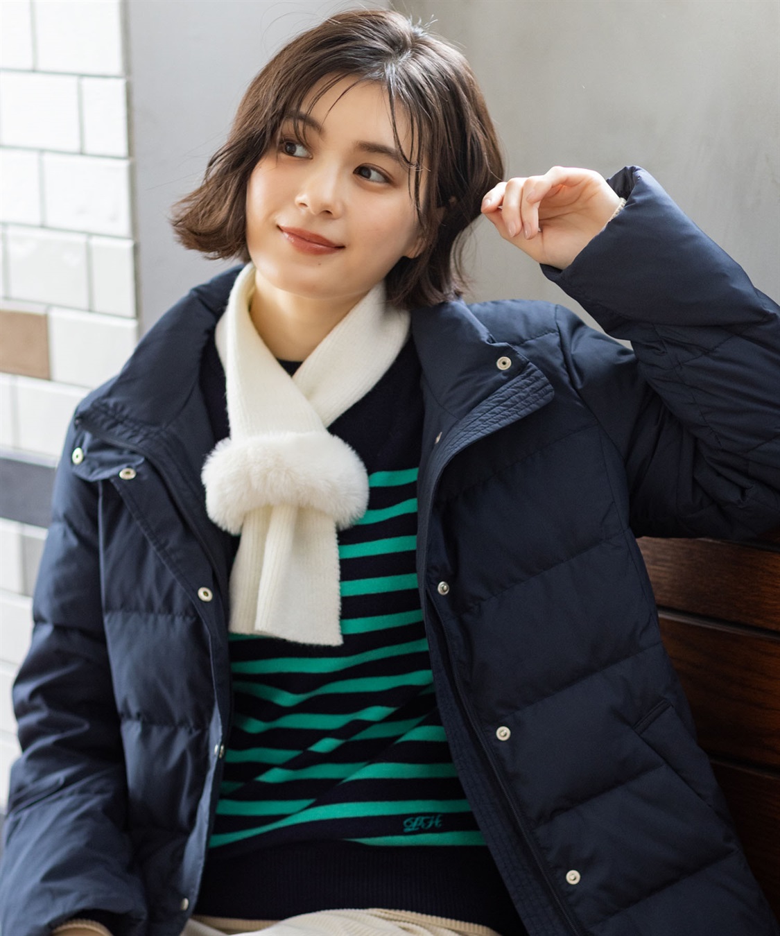 Petit Honfleur ファーニットマフラー_main