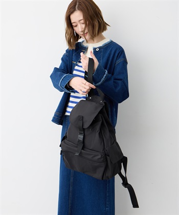 【anello】巾着リュック(ブラック-フリー)