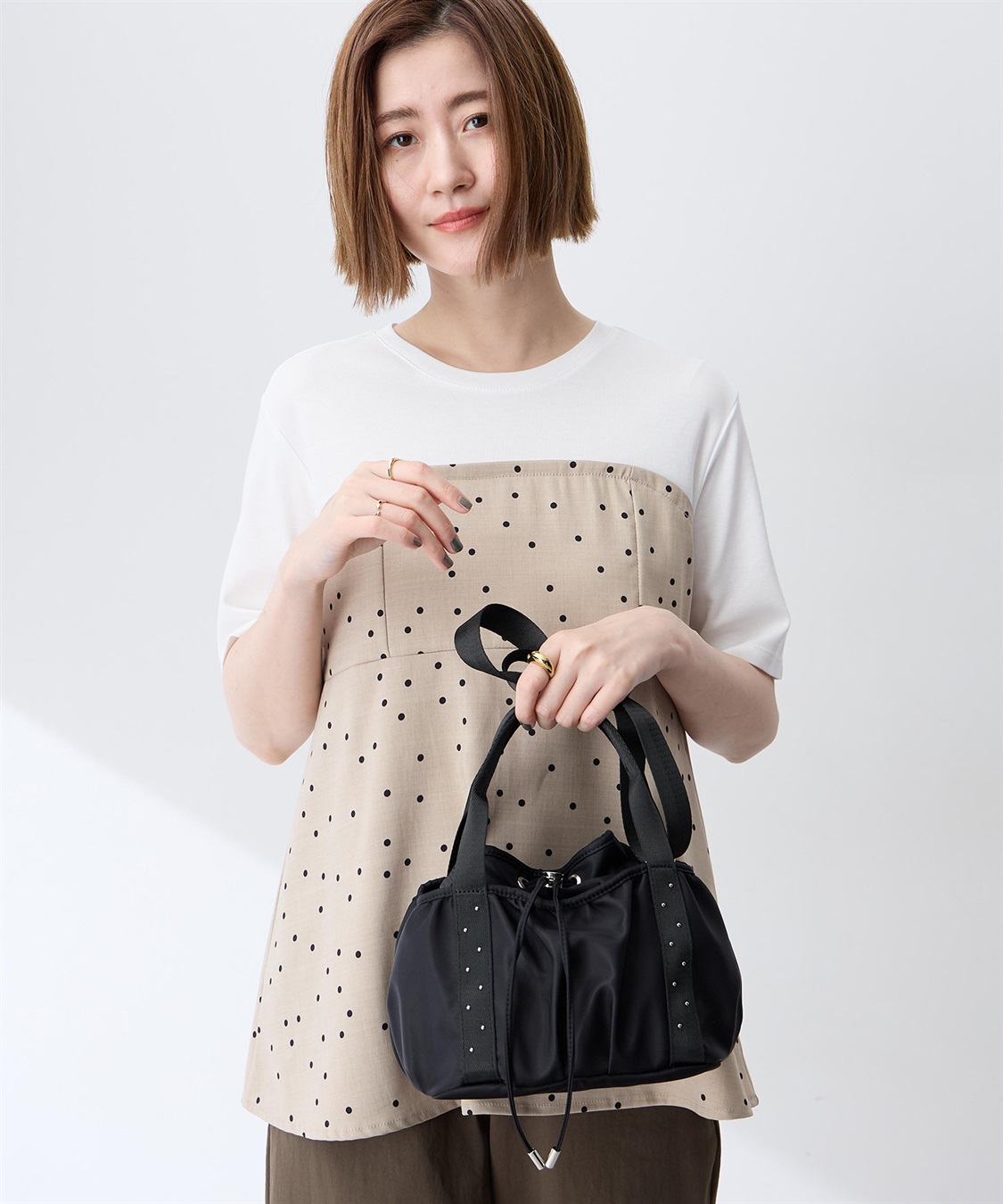 Petit Honfleur スタッズ巾着2WAYバッグ_variation_1