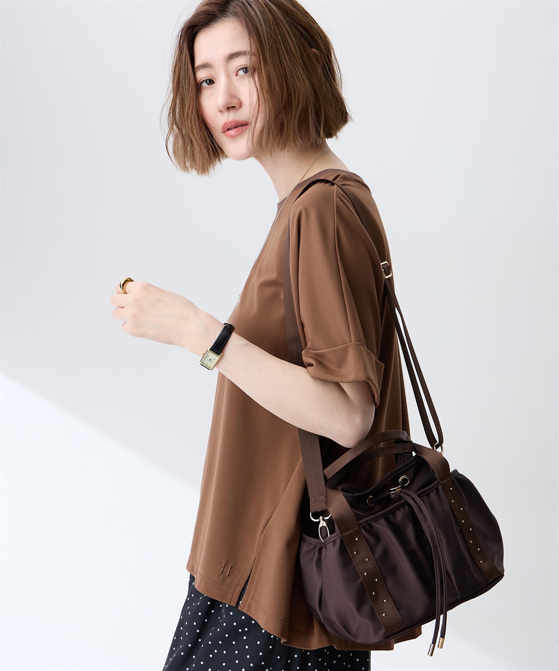 Petit Honfleur スタッズ巾着2WAYバッグ_variation_2