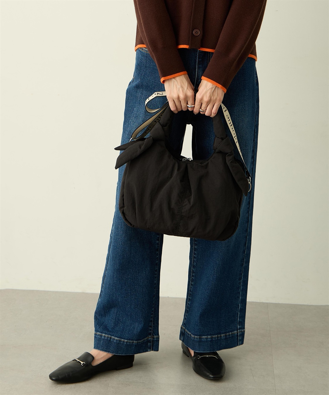 Petit Honfleur ハンドルリボンロゴテープショルダー2WAYトートバッグ_variation_1