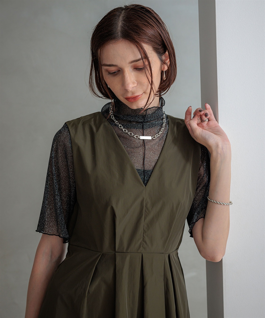 ONE‘S TRUE チュールハイネックプルオーバー_variation_1