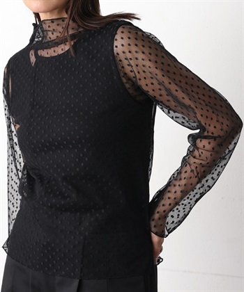 シアーハイネックプルオーバー(黒-Ｍ)