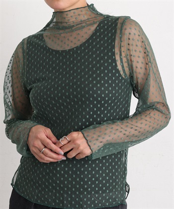 シアーハイネックプルオーバー(カーキ-Ｍ)