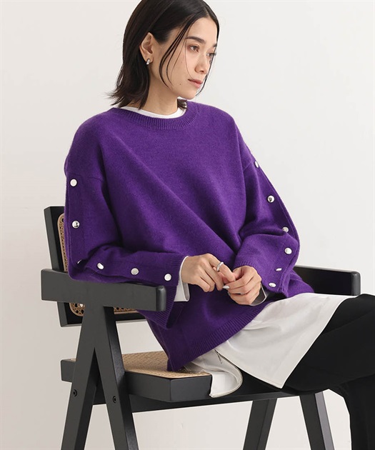 green label relaxing ニット ジャカード スリーブ リブ プル