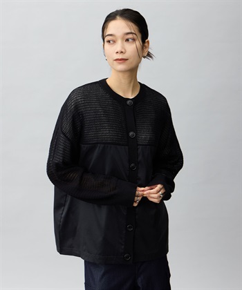 ドッキングニットカーディガン(ブラック-M)