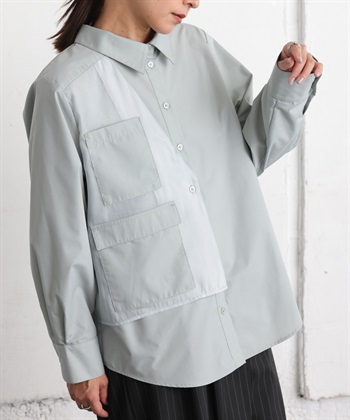 レイヤードシャツ(Ｌグレー-Ｍ)