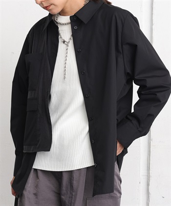 レイヤードシャツ(黒-Ｍ)