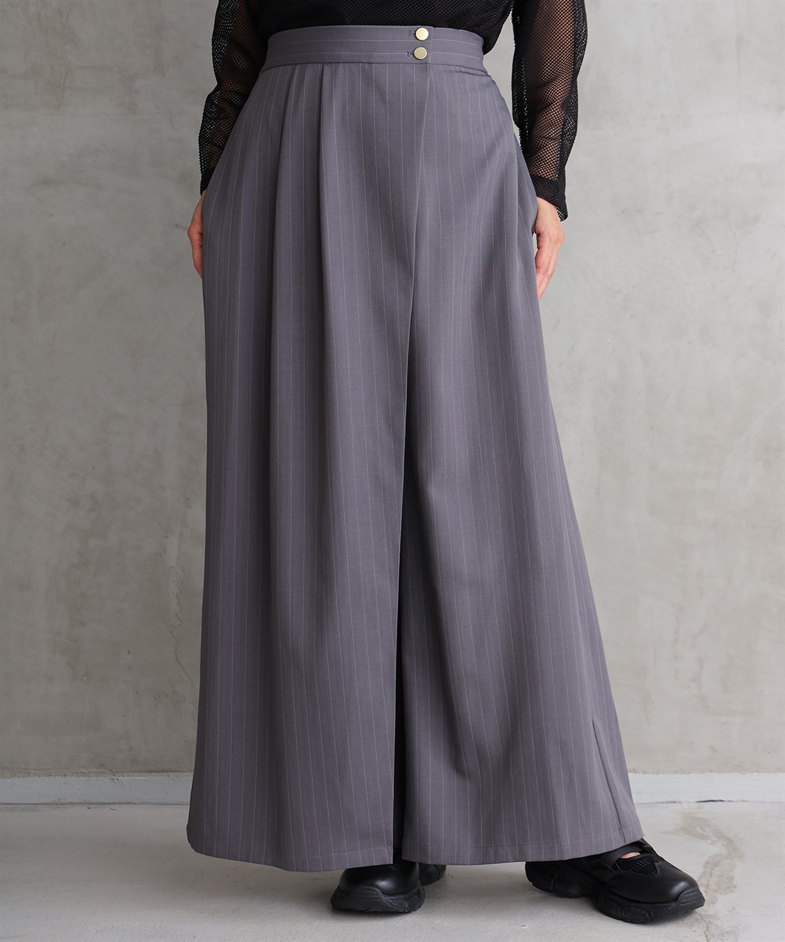 Diffusione Tessile「1LAZZARO」クロップド ワイドパンツ SANYO L SIZE｜【L】【ウォッシャブル】裏起毛ハイテンション