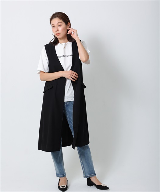 plage BOXY JACKET ベスト ジャケット ジレ 黒 ウールギャバジン ダブルブレストジレ （ベスト）｜TOMORROWLAND