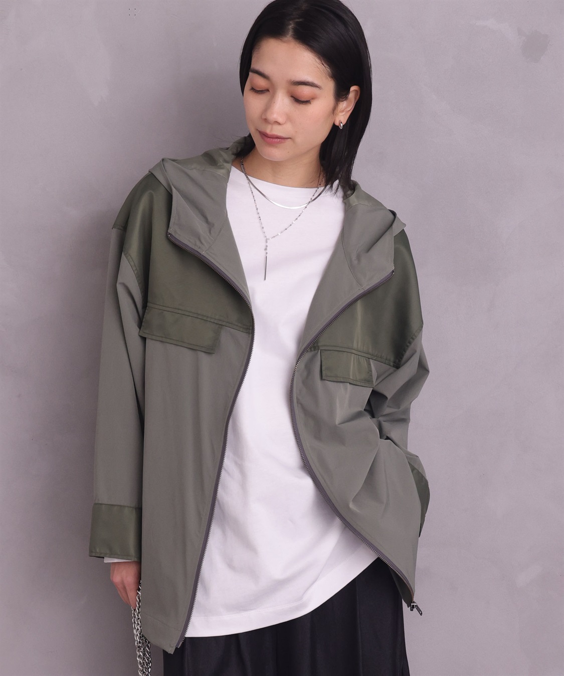 ONE‘S TRUE バイカラーパーカージャケット_main