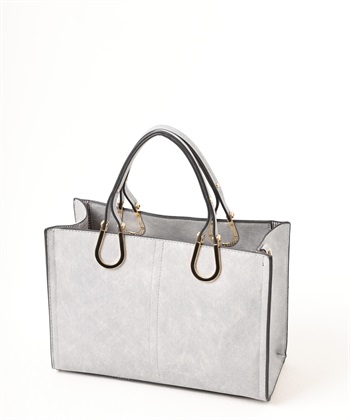 フェイクレザーバッグ(Ｌグレー-フリー)