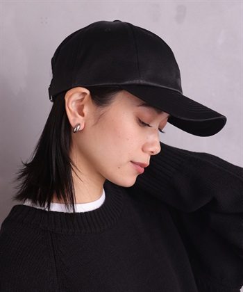 サテンキャップ(黒-フリー)